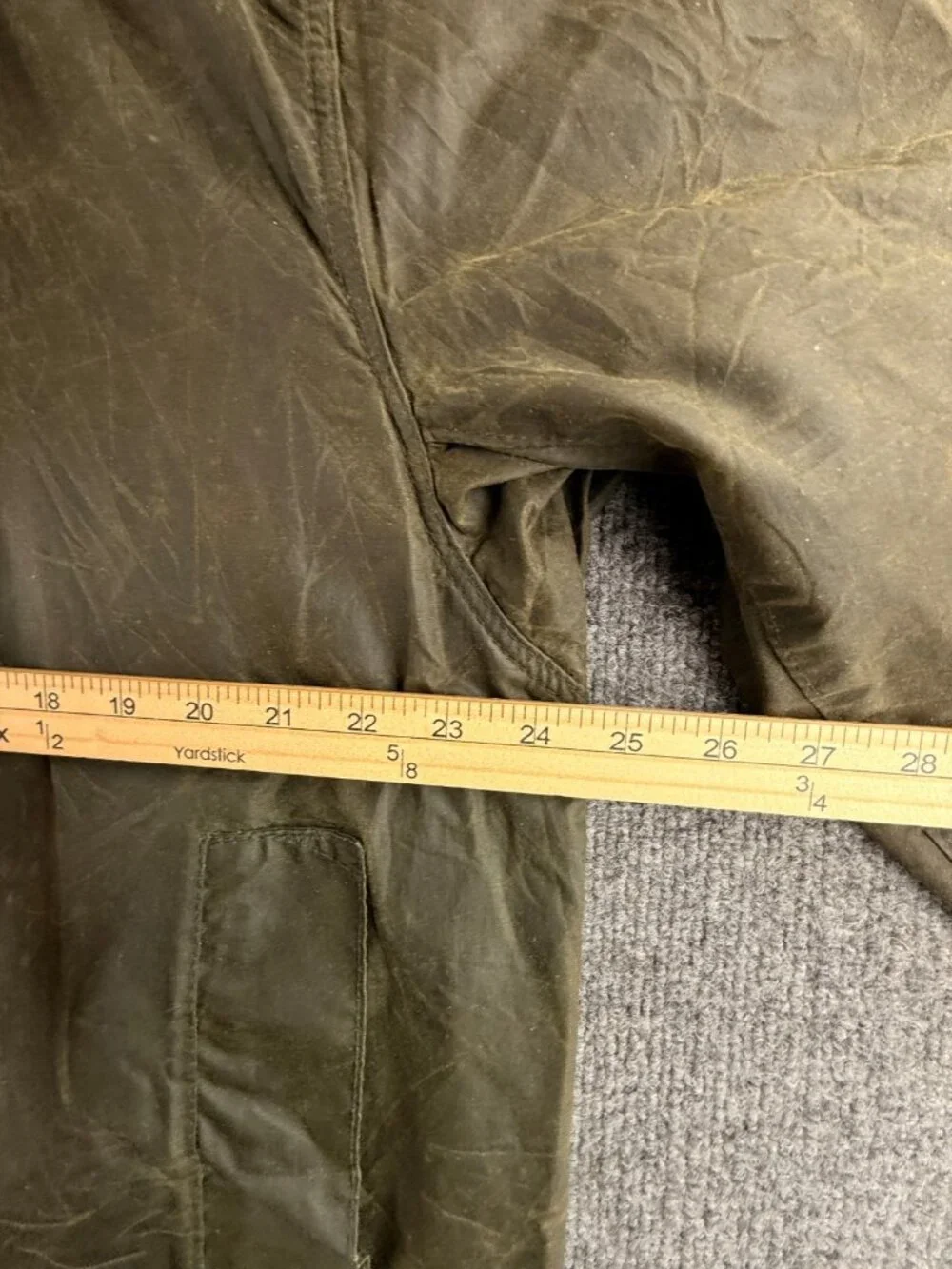 VTG Barbour A200 Border Size 40 Green Waxed Jacket Long Zip Snap Collared 80s